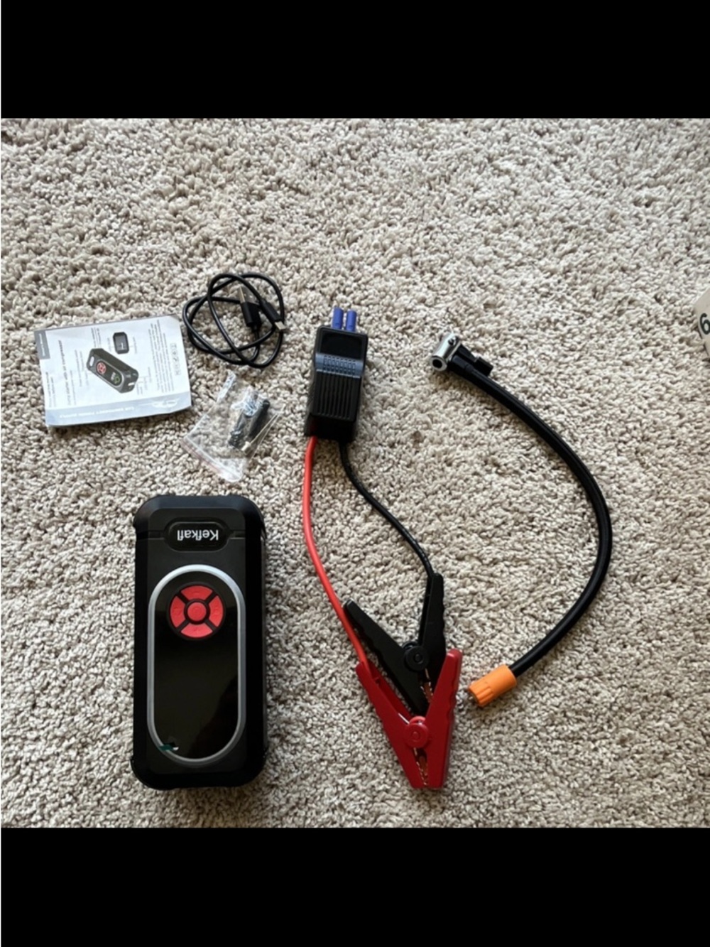 Portable Jump Starter and Charger - Black with Red Accents